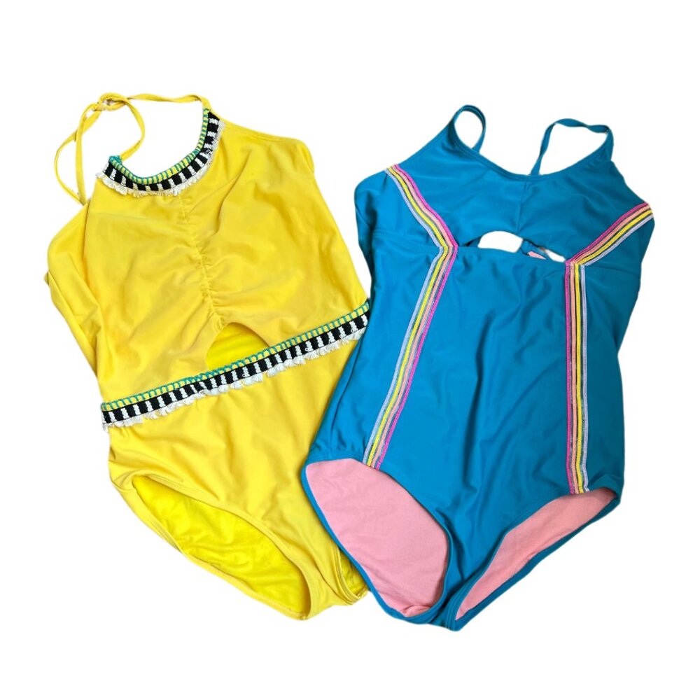 Tween Girls One-Piece Swimsuit Bundle – Gossip Girl Size 16 + Bonus Suit